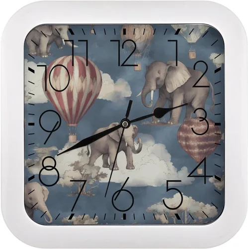 Miniatura 14 de 10" Square Modern Wall Clock,Americana Flag Deer Print Kitchen Clocks Wall Battery Operated,Silent Non Ticking Unique Funny Cute Wall Clock for