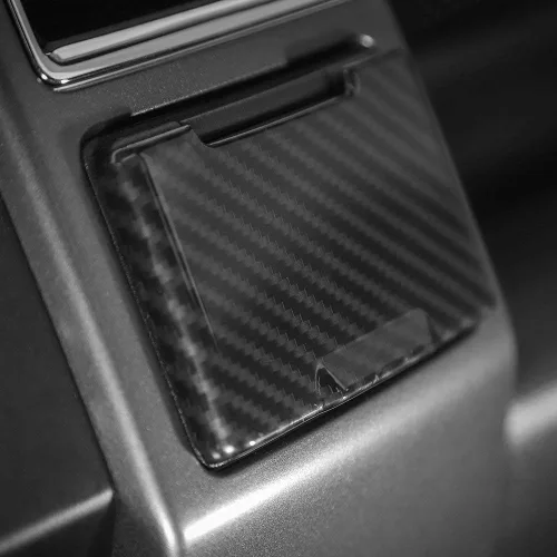 Miniatura 3 de Voodonala para Ford F150 2015-2020 Ribete de salida eléctrica central de fibra de carbono negro con tapa para encendedor para Ford F150 2015-2020