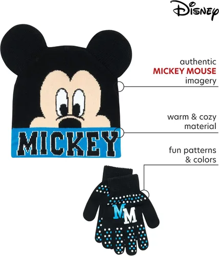 Miniatura 2 de Disney Mickey Mouse - Conjunto de sombrero de invierno McQueen para niños, guantes o guantes para niños (niñosniños pequeños)