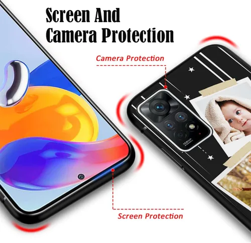 Miniatura 6 de Funda de teléfono personalizada para Xiaomi Redmi Note 11 Pro 4G y 5G/Note 12 Pro 4G con fotos y nombre de texto, imagen personalizada, funda negra