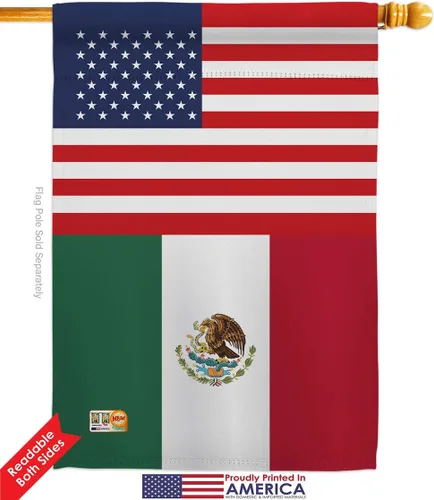 Miniatura 2 de Banderas de la casa de la amistad de México Estados Unidos de la nacionalidad de México Estados Unidos, paquete de 2 unidades de Nación Regional
