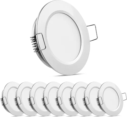 Miniatura 9 de Paquete de 8 luces LED de 12 voltios en forma de disco para RV, montaje empotrado en el techo, luz de techo de 7 cm, luz de techo de 12 V