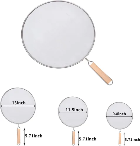 Miniatura 2 de 3 piezas de pantalla contra salpicaduras de grasa para sartén, malla protectora de salpicaduras de acero inoxidable protector de grasa para cocina