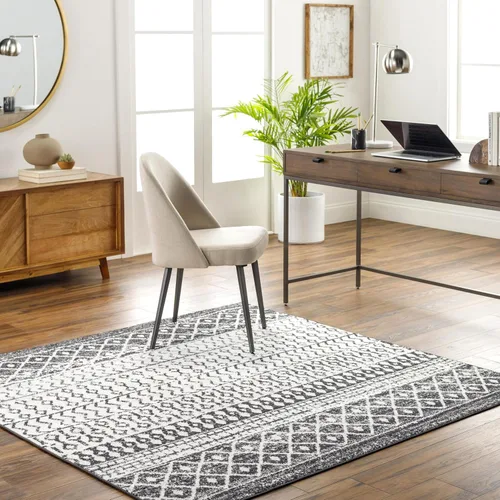 Miniatura 24 de Livabliss Alfombras de Área - Alfombra Chester Boho Marroquí Negra de 2x16 para Sala de Estar y Dormitorio - Alfombra Geométrica Blanca y Gris