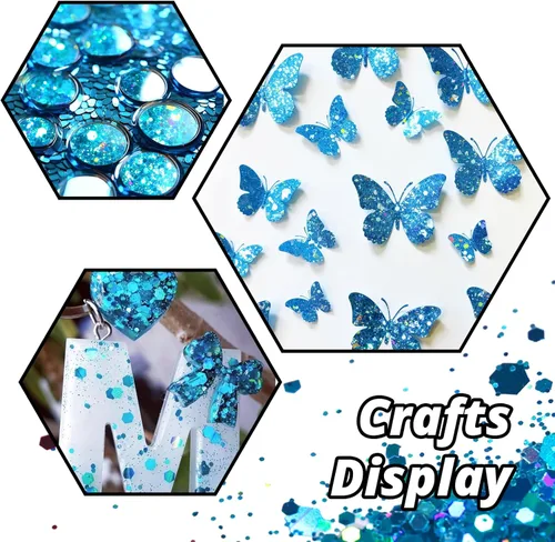 Miniatura 4 de HTVRONT - Purpurina gruesa holográfica - 100g/3.53oz, color azul, para resina, artesanía, uñas, vaso, maquillaje