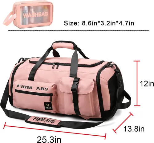 Miniatura 4 de Bolsa de gimnasio para hombres y mujeres, bolsa de viaje deportiva, bolsa de lona para gimnasio, Rosado