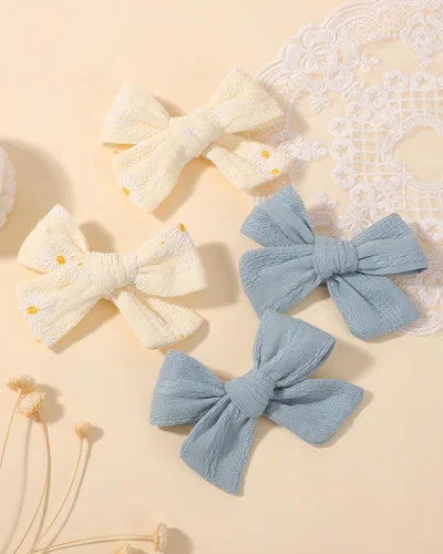 Miniatura 5 de doboi 20 pinzas de lino para el pelo para bebés, accesorios para bebés, bebés, niños pequeños en pares Flower Bows
