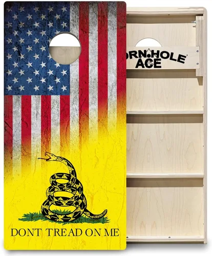 Miniatura 10 de CornholeAce ACE PRO - Juego de tablas para cornhole con bandera americana, sin rebote, patas anchas triples, madera contrachapada de abedul báltico
