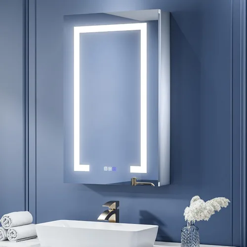 Miniatura 20 de ExBrite Botiquín de baño con iluminación LED con espejo, 24 x 30 pulgadas, empotrado o montaje en superficie, antivaho, atenuación continua, ajuste