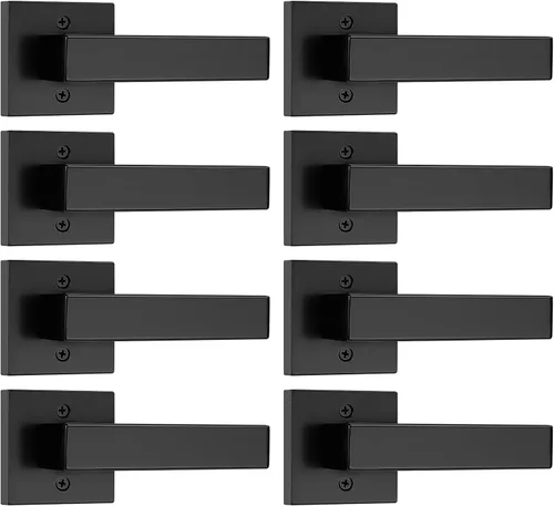 Miniatura 15 de Probrico Paquete de 2 manijas de puerta simuladas negras, manija de puerta de una sola cara para armarios, puertas francesas, juego de pomos Negro