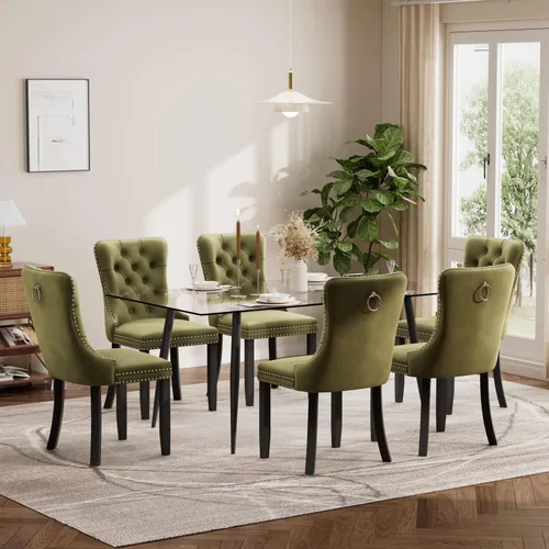 Miniatura 105 de Baysitone Juego de mesa de comedor de vidrio de 51 pulgadas para 4, juego de 5 piezas moderno de comedor, mesa de cocina rectangular de vidrio con 4