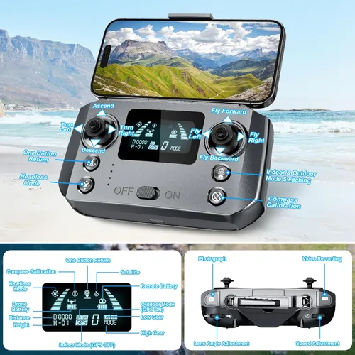 Miniatura 6 de Drones GPS con cámara para adultos 4K, FPV Drone de menos de 8.78 oz con motor sin escobillas, retorno automático GPS, sígueme, vuelo de punto