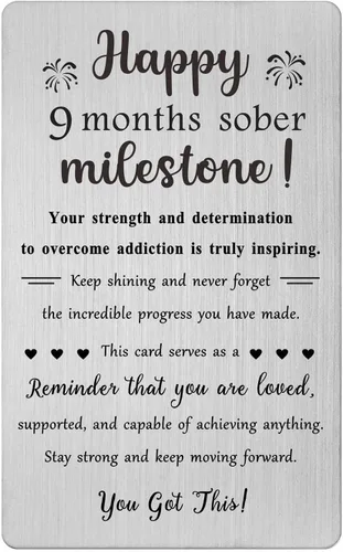 Miniatura 12 de TGCNQ Regalos de sobriedad de 1 mes - Regalos de recuperación para mujeres y hombres - Tarjeta de metal de aniversario sobrio de 30 días