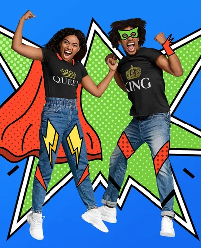 Miniatura 2 de Rey y Reina - Juego de camisetas de pareja para él y ella