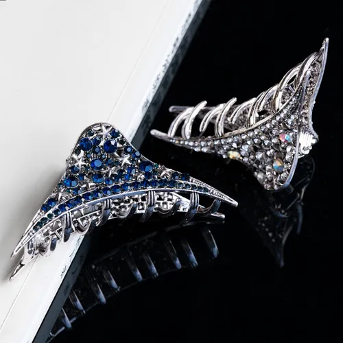 Miniatura 8 de Pinzas de metal para el cabello para mujeres y niñas, estilo retro ligero con diamantes de imitación brillantes con diamantes de imitación
