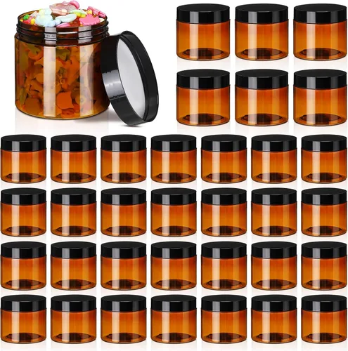 Miniatura 7 de Tanlade 40 tarros de plástico de 8 onzas con tapas, recipientes redondos para cosméticos, recipientes recargables para polvo, líquidos