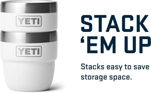 Miniatura 5 de YETI Rambler - Vaso apilable de 4 onzas, acero inoxidable, taza de café/espresso aislada al vacío, 2 unidades Blanco