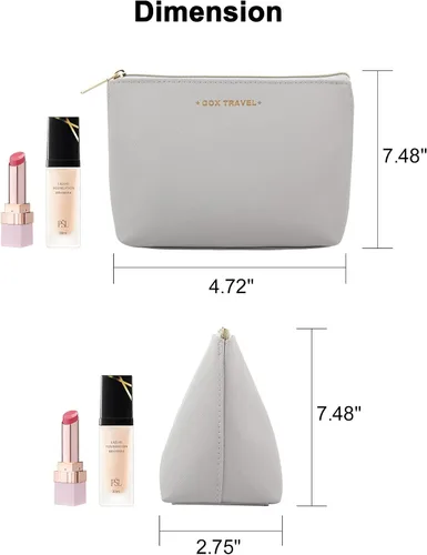 Miniatura 2 de GOX Bolsa de cosméticos, bolsa de viaje de gran capacidad, resistente al agua, bolsa de aseo y accesorios, organizador para mujeres y niñas, Gris