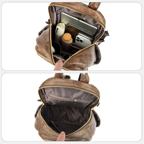 Miniatura 5 de ZOCILOR Mochila de moda para mujer, diseño multiusos, bolsos convertibles y bolsa de hombro, Camello