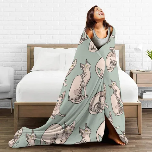 Miniatura 6 de Hairless Naked Cats Sphynx - Manta de forro polar, súper suave y cálida, manta térmica de felpa para cama, sofá y sala de estar