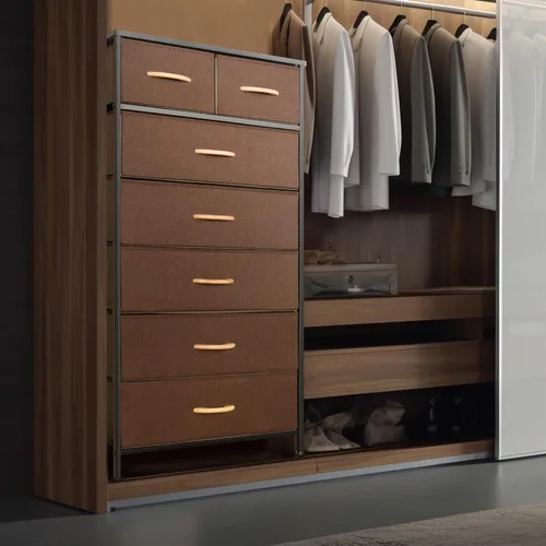 Miniatura 4 de Mifuro - Cómoda alta para dormitorio, torre organizadora de almacenamiento vertical con 7 cajones, cómoda con contenedores de tela, marco de acero
