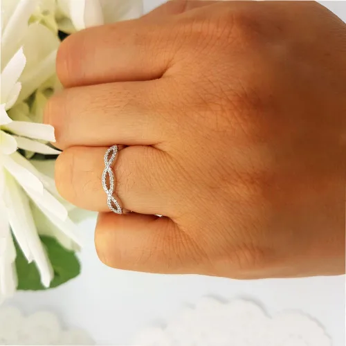 Miniatura 8 de Dazzlingrock Collection Anillo de aniversario de alianza de boda con diamantes redondos de 0.20 quilates (ctw), plata de ley