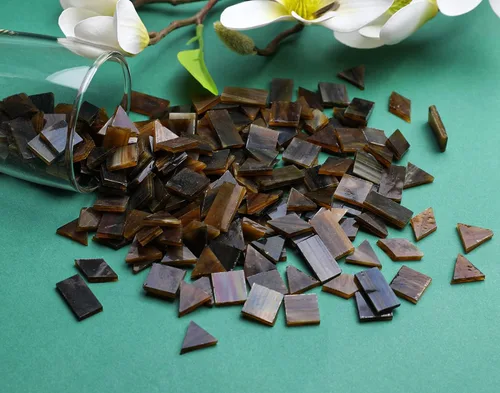 Miniatura 5 de Lanyani Azulejos de Mosaico de Vidrio para Artesanías Artísticas, 4 Formas Mezcladas de Piezas de Vidrio Emplomado Tiffany, 200 Piezas, Café