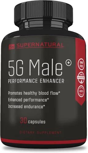 Supernatural Man Suplemento potenciador de T natural masculino 5G para el flujo sanguíneo, la resistencia, la fuerza y la resistencia, ginseng, ajo,