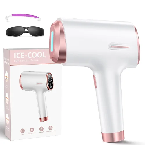 Ubroo Dispositivo de depilación láser IPL, energía 21J, reducción del 96% de cabello, enfriamiento de hielo a 41°F para mujeres y hombres, axila