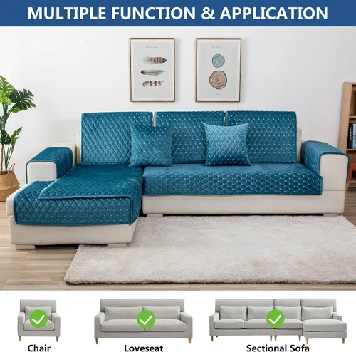 Miniatura 2 de Eismodra Fundas para reposabrazos, funda de sofá, fundas para respaldo, fundas antideslizantes para sillón para perros, gatos y mascotas, sofá Azul