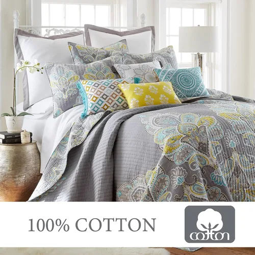 Miniatura 4 de Levtex Home Cressley - Juego de edredón individual, cachemira, 100% algodón, gris