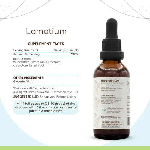 Miniatura 3 de HerbEra Lomatium B60 - Tintura de extracto de hierbas sin alcohol, gotas líquidas concentradas naturales Lomatium Dissectum 2 fl oz