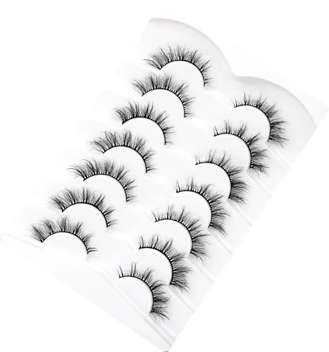 Miniatura 76 de Pooplunch - Pestañas postizas finas de visón sintético, estilo ojo de gato, naturales, cruzadas, tipo racimo, efecto 8D de volumen, tiras