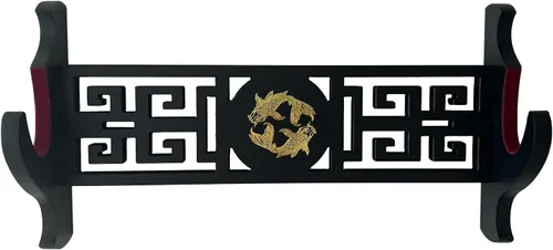 Miniatura 3 de Katana - Soporte de pared para espada de terciopelo de 1 nivel, patrones de peces dorados, soporte acolchado de espada samurái, soporte de espada
