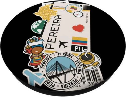 Miniatura 2 de Etiquetas de aeropuertos y aerolíneas - Tarjeta de embarque de Pereira PopSockets Standard PopGrip