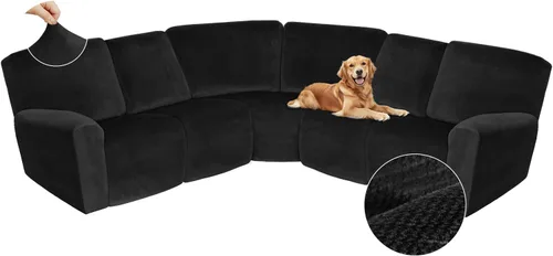 Miniatura 383 de Arfntevss Fundas de sofá seccional reclinable de terciopelo, Funda de sofá seccional de esquina para sofá reclinable, Funda elástica suave