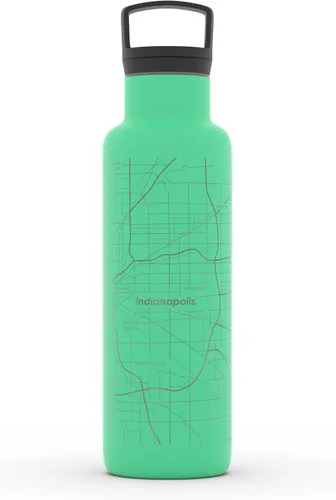 Miniatura 40 de Well Told Botella de agua aislada con mapa de Washington DC grabado, botella de acero inoxidable grabada (21 onzas, blanco) botella aislada de mapa