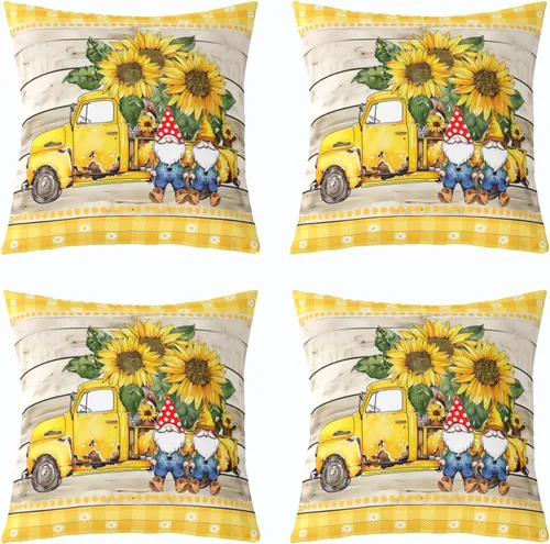 Miniatura 9 de Fundas de almohada de gnomo de tulipán, fundas de almohada florales de mariposa para sofá de cama del hogar, fundas de almohada cuadradas