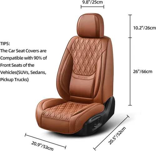 Miniatura 6 de Juego de fundas para asientos de automóvil delanteros, fundas de cuero transpirable para asientos delanteros de automóviles con reposacabezas, funda
