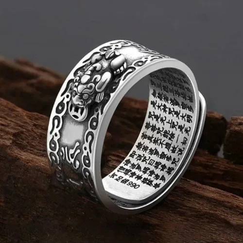 Miniatura 2 de Anillos de dragón PiXiu de Feng Shui para hombres y mujeres, anillo de la buena suerte para el éxito de la riqueza de plata esterlina anillos
