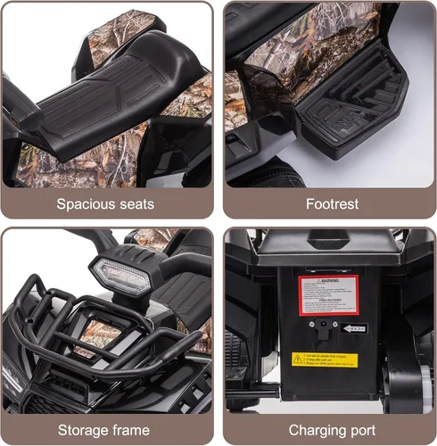 Miniatura 4 de ATV montable para niños, vehículo eléctrico para niños con batería de 6V, cuatrimoto de 4 ruedas con faros, MP3, USB, control de volumen, asiento