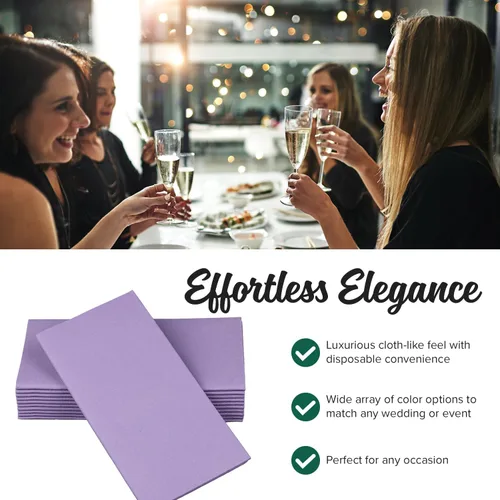 Miniatura 3 de SimuLinen Servilletas de cena con tacto de lino morado o lavanda, servilletas desechables kosher similares a la tela, para bodas y duchas, 16 x 16