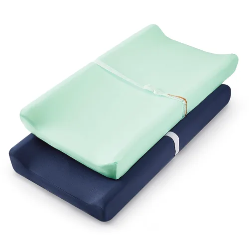 Miniatura 9 de TILLYOU Juego de funda para cambiador de pañales de material suave de jersey para niña, se adapta a almohadillas contorneadas de 32 pulgadas/34 x 16