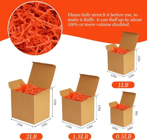 Miniatura 2 de TCAIRG - Papel de 8 onzas de papel de corte arrugado naranja para cestas de regalo, relleno de cajas de regalo, boda, cumpleaños, Navidad, Pascua