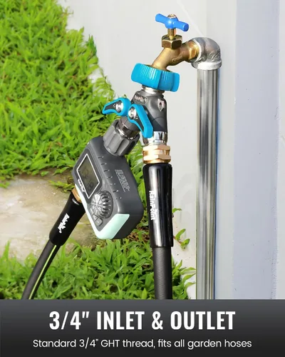 Miniatura 6 de RAINPOINT Divisor de manguera de jardín, divisor de espiga en Y de manguera de agua resistente de 2 vías con válvulas de cierre, divisor de grifo
