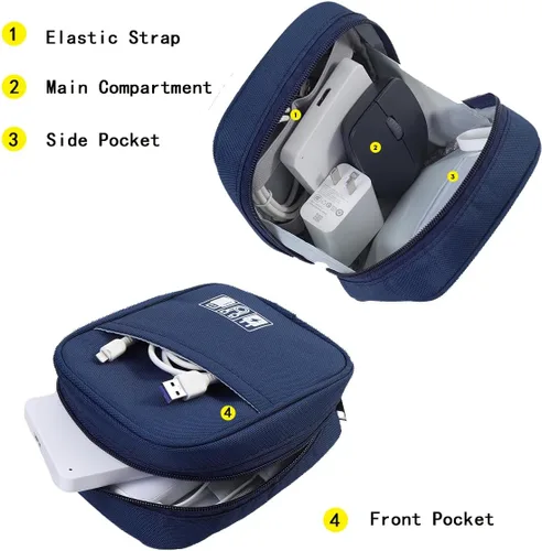 Miniatura 6 de E-Tree Bolsa de almacenamiento para pequeños dispositivos electrónicos y accesorios, bolsa técnica, funda organizadora electrónica compatible