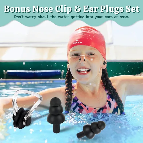 Miniatura 7 de 2 Pack Kids Swim Caps for Long/Short Hair, Unisex Silicone Swimming Cap for Age 3-15 Children Toddler Youth Teen, Waterproof Shower Cap Bathing Hats