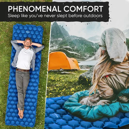 Miniatura 2 de Powerlix - Colchoneta inflable ultraligera y compacta con bolsa de inflado, bolsa de transporte y kit de reparación, ideal para acampar, mochilero