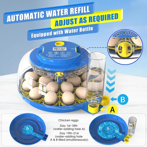 Miniatura 4 de incubadoras para incubar huevos,18 Incubadora de huevos,Incubadora de huevos con giro automático de huevos y control de humedad,Incubadora
