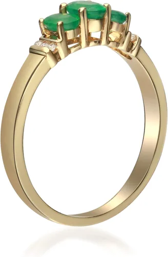 Miniatura 2 de Gin & Grace Anillo de compromiso de oro amarillo de 14 quilates con diamantes de esmeralda natural (I1, I2) para mujer